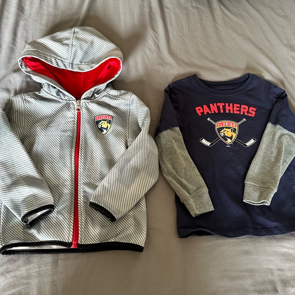 NHL Florida Panthers Long Sleeve Shirt & Hooded Zip Up Bundle - Size 4t